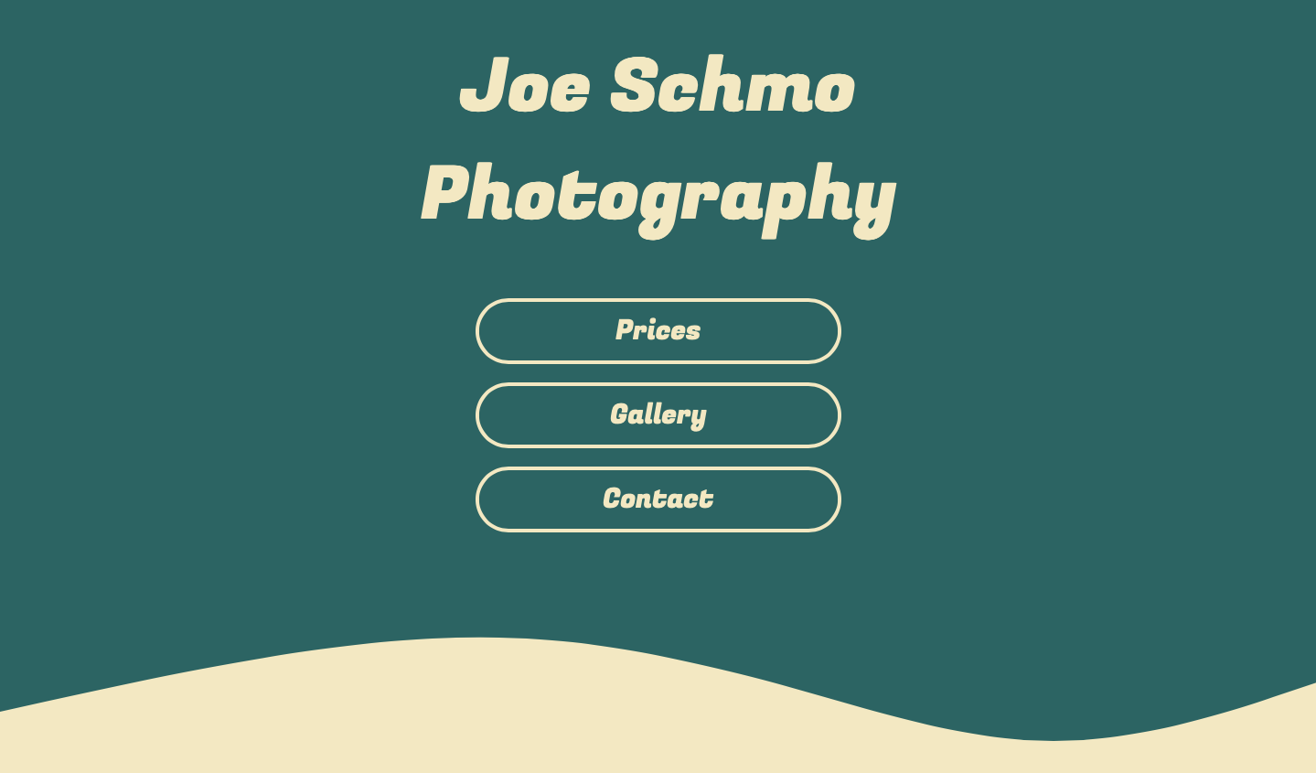 Screenshot of the home page for Joe Schmo photography, a website developed by Herb Design Group.