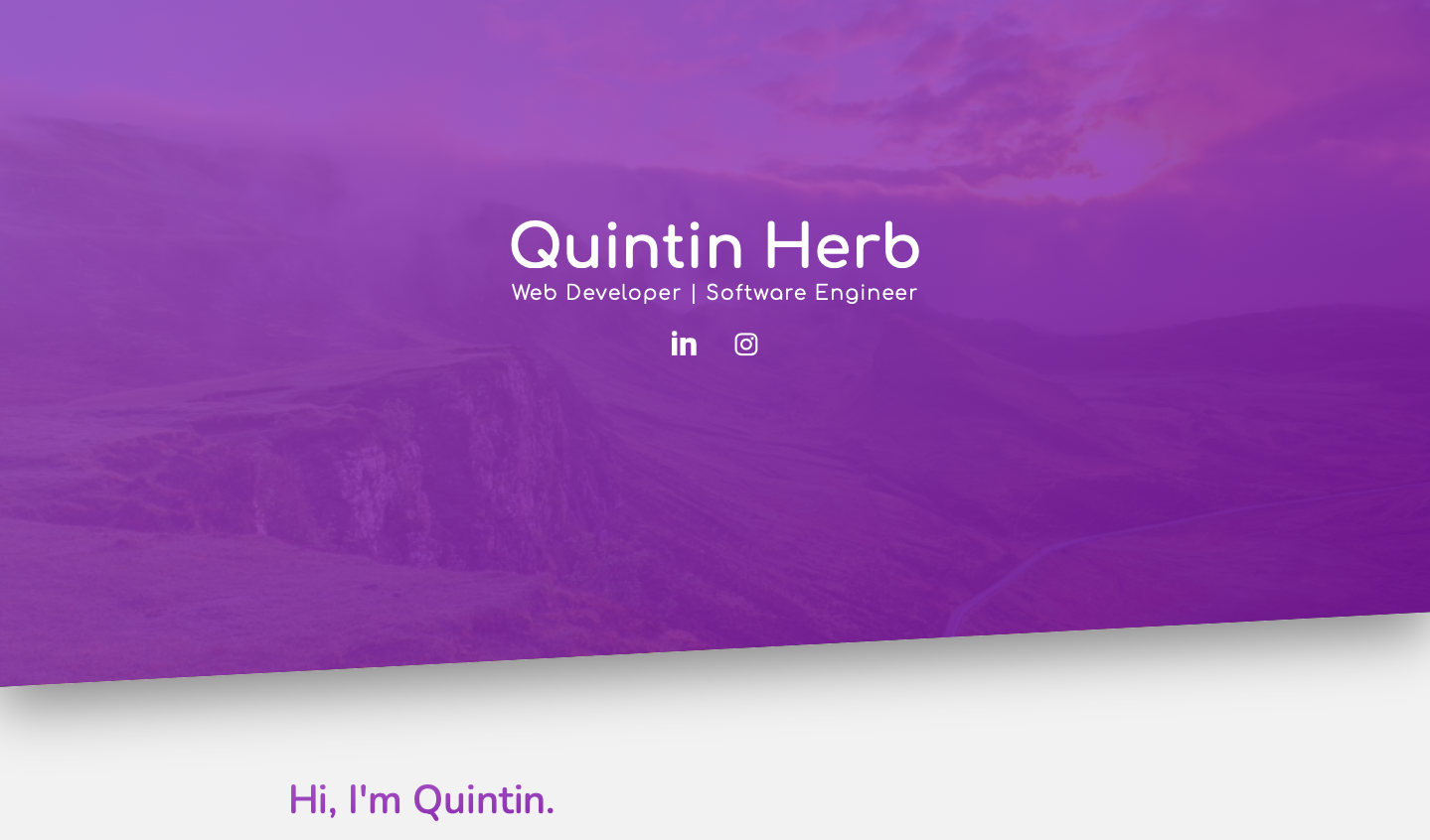 Screenshot of the home page for QuintinHerb.net, a website developed by Herb Design Group.